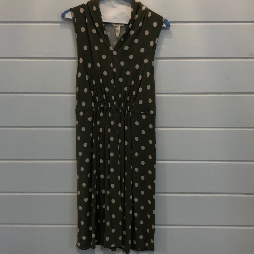 Army green with cream dot dress